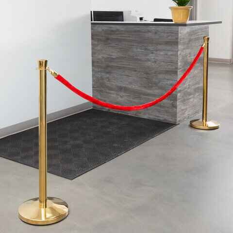 One 8ft Red Rope and Two GOLD Stanchion Set (Two stanchions and one rope)