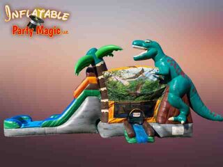T-Rex Jurassic Dinosaur Bounce & Slide with Double Lane Slide