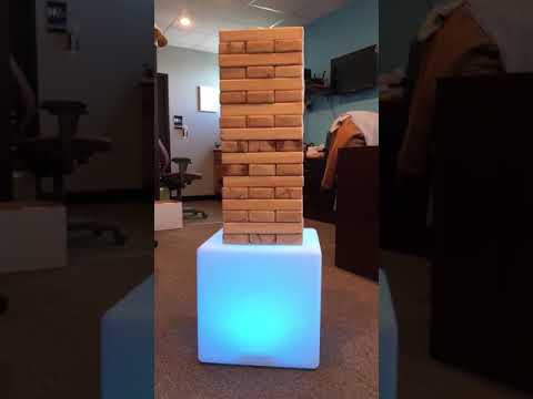 front view of Jenga Game on light up cube