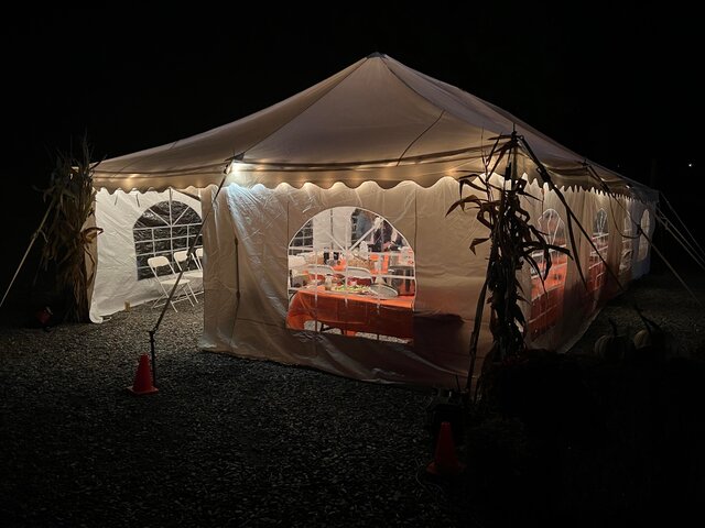 Canopy Tent with Sidewalls Asphalt Setup
