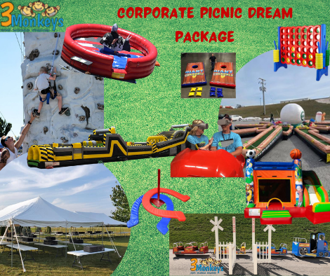 Corporate Picnic Dream Package York near me | www.3monkeysinflatables.com