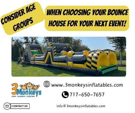 Rent a bounce house rental by age group | 3monkeysinflatables