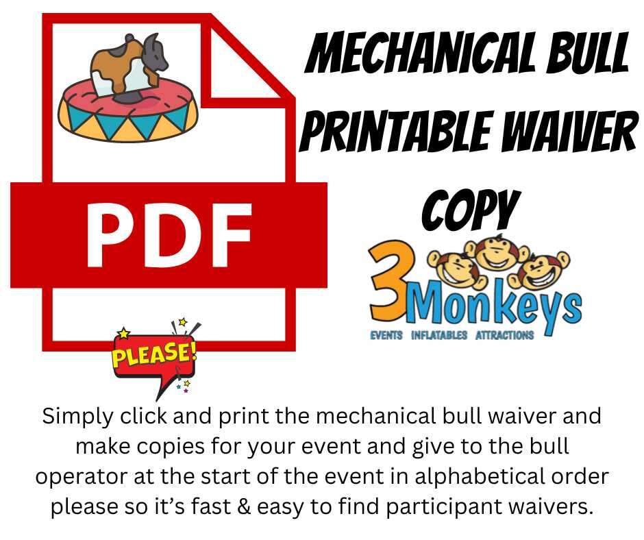 Printable Bull waiver