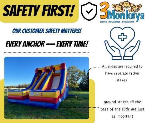 Customer Safety matters to 3 Monkeys Inflatables