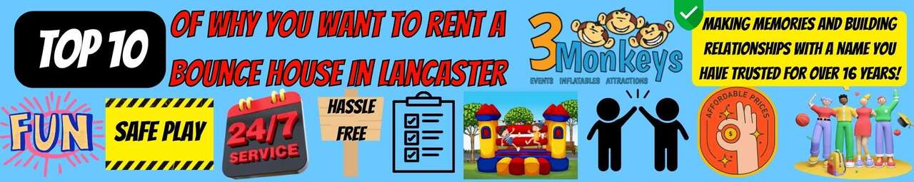 Popular reasons to rent with 3 Monkeys Inflatables