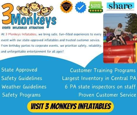 Safety and Professional Setup with 3 Monkeys Inflatables