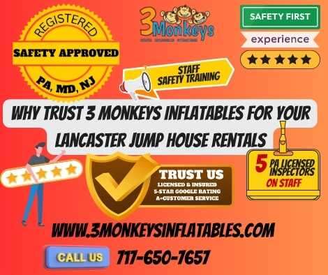 Why Trust 3 Monkeys Inflatables for your Lancaster Jump House Rentals