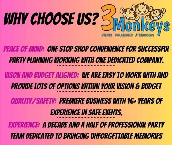 Why choose 3 Monkeys Inflatables 