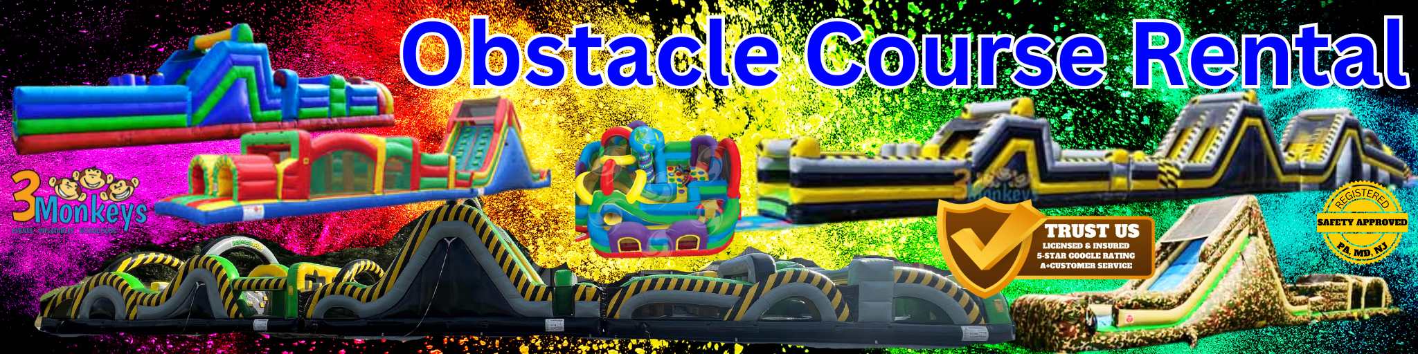 Obstacle Course Rental near me | 3 Monkeys Inflatables