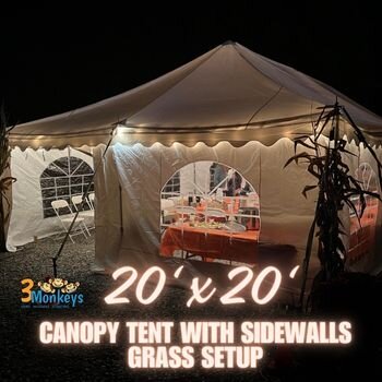 20x20 Pole Tent - Grass Setup with Tent Walls
