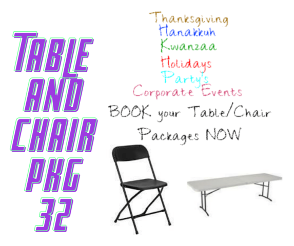 Tables and Chairs Package for 32