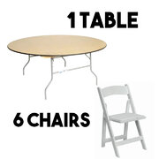 1 48in Round Table 6 Formal Chairs