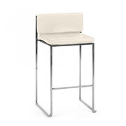  Bar Stool - White Cushion - Sliver Frame