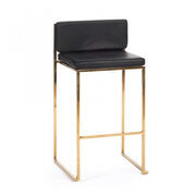  Bar Stool - Black Cushion - Gold Frame