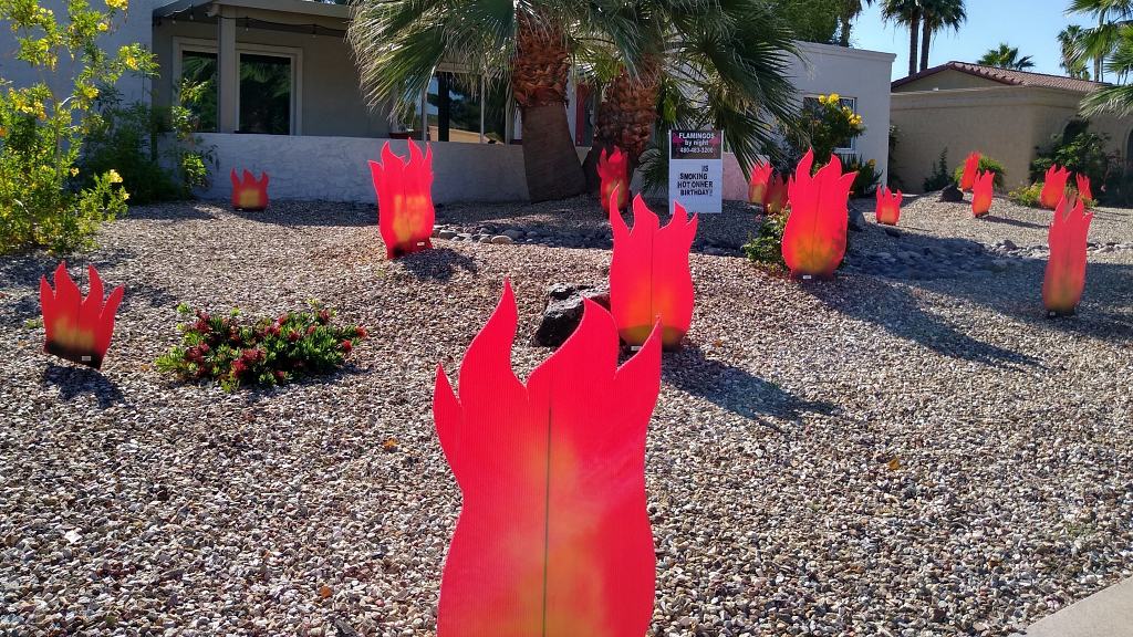 Hot stuff flames birthday yard display