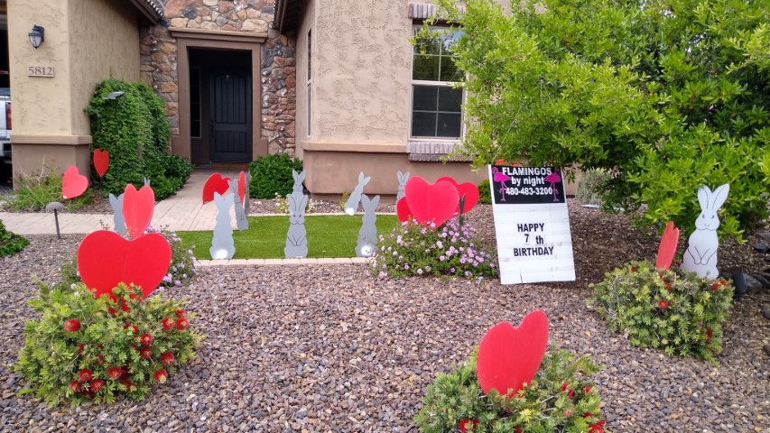 Som bunny loves you birthday yard sign decorations near Gilbert AZ