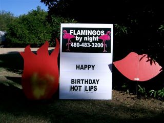 Happy birthday Hot Lips custom yard card sign for Flamingos By Night ScottsdaleAZ