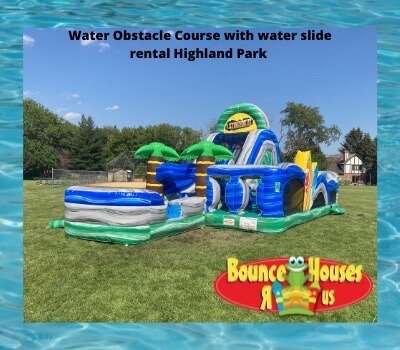 Water Obstacle Course with water slide rentals Highland Park 