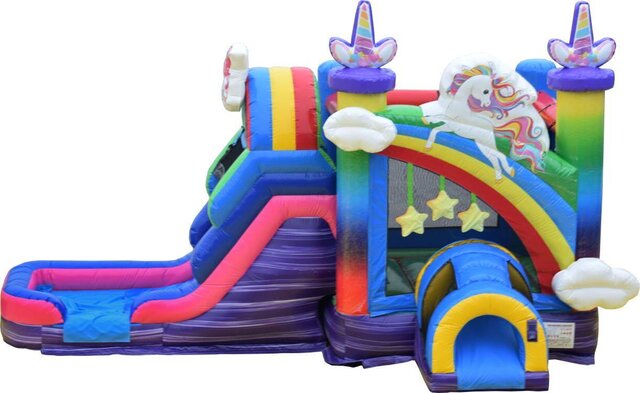 Unicorn Bounce House with Wet Slide
