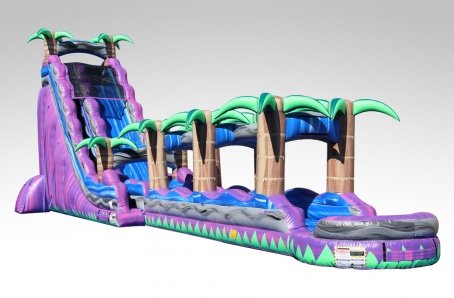 27' Purple Crush Dual Lane Water slide with Pool and Slip and Slide