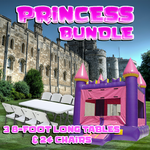 Pink and Purple Castle Inflatable Bounce House Package Deal