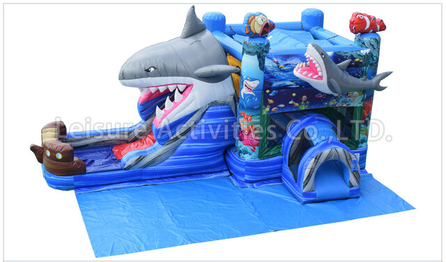 Shark Inflatable Bounce House Combo with Dry Slide