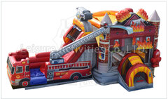 Firetruck Blazing Bounce House Combo with Dry Slide