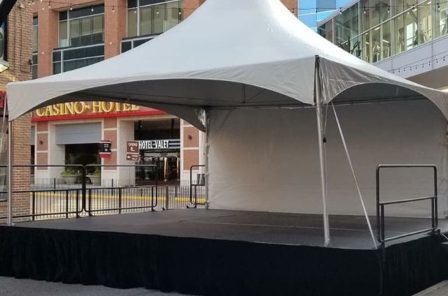 Portable Stage with Tent for Events in Sterling Heights, MI