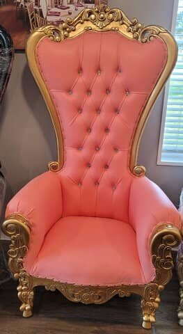 Adult Throne Chair Pink and Gold