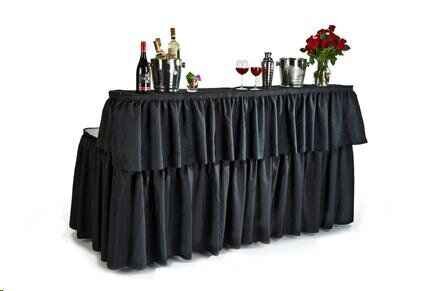 6ft BLACK Straight Bar Two Skirts With 18 Clips