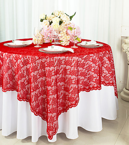 Red Lace Overlay 72 Inch x 72 Inch