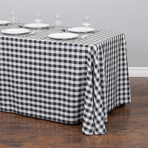 Black / White Checkered 60 Inch x 120 Inch Rectangle Table Linen