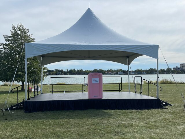 Stage 14ft x 20ft  with 15ft x 20ft tent roof system