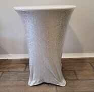 Spandex High Top Table Cover (Silver Sequin)