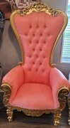 Adult Throne Chair Pink and Gold