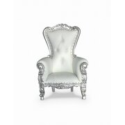 Kids Throne Chair White with Silver Trim