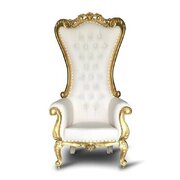 Adult Throne Chair White and Gold