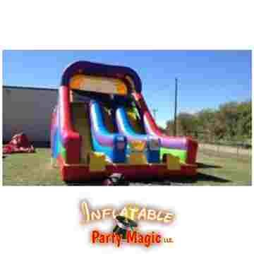 18 foot tall dual lane inflatable dry slide rental