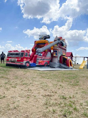 Fire Truck Water Slide Jump House