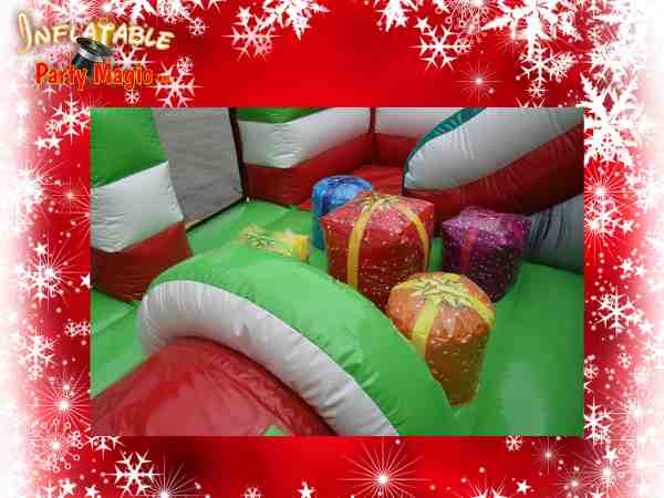 Christmas bounce house with obstacles