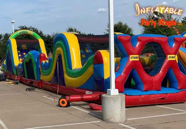 X Factor 78 foot long Obstacle Course Inflatable rental DFW Tx