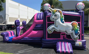 unicorn bounce house with slide rental southlake