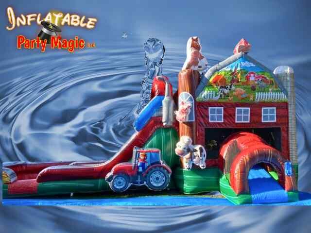 Farm Double Water Slide Bounce House Rental