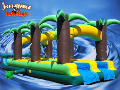 Inflatable island with store slide