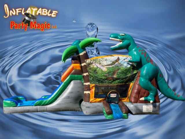 TRex Jurassic Dinosaur Double Water Slide Combo