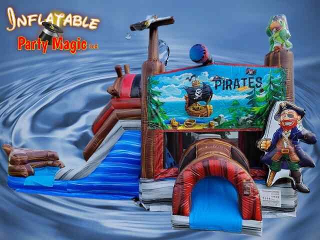Pirates of the Caribbean Double Lane Bounce House Water Slide