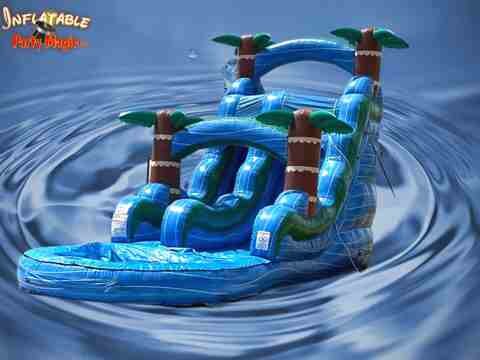 18 foot tall water slide with pool rental from Inflatable Party Magic