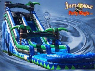 18 Foot Tall Blue Crush Water Slide Rental with Pool