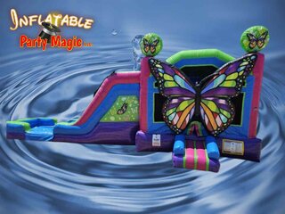 Butterfly Bounce House Water Slide Double Lane