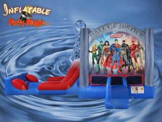 Justice League Bounce House with Water Slide